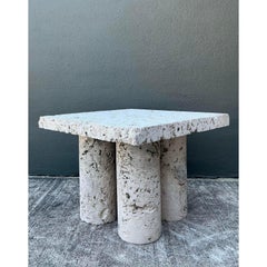 Vintage Coquina Stone Side Table