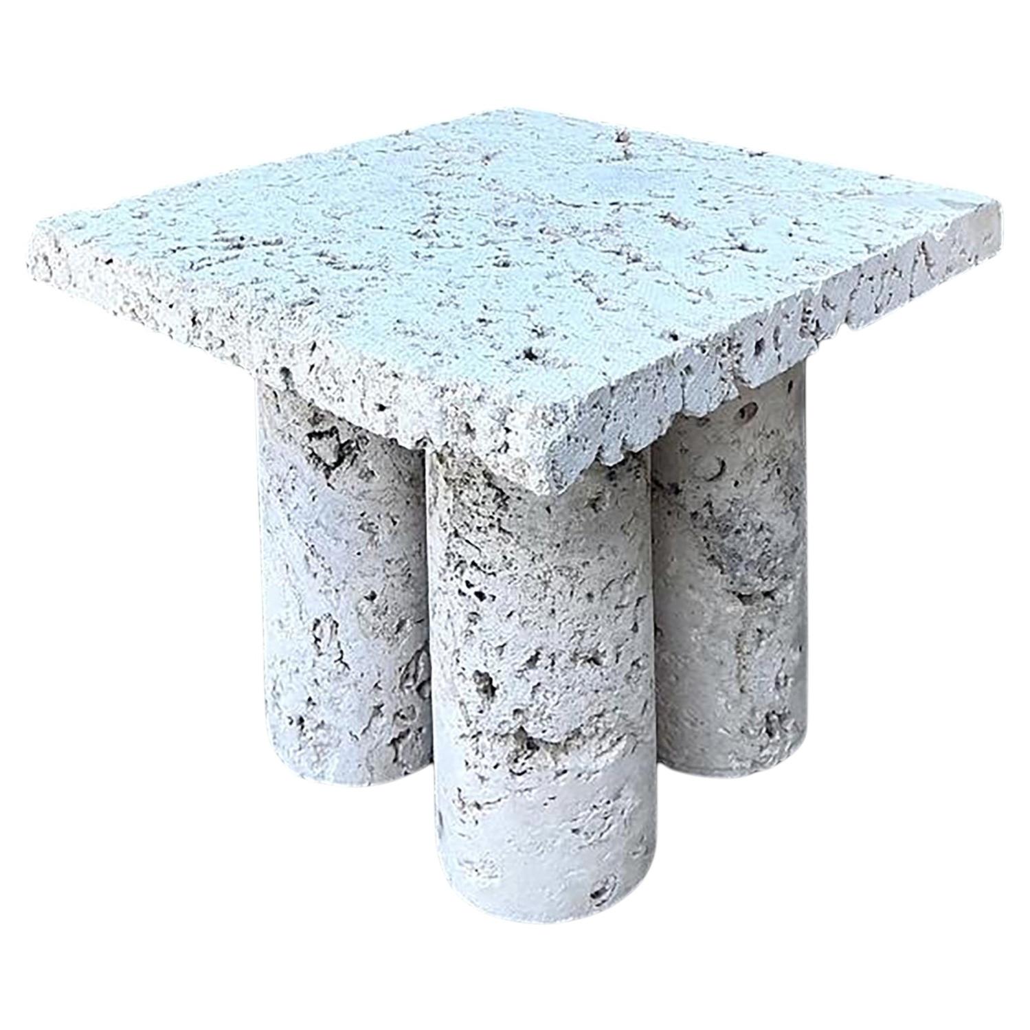 Vintage Coquina Stone Side Table For Sale