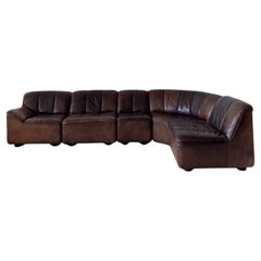 Vintage COR "Alpha" late 1970s five piece leather modular sectional by Jochen Ho