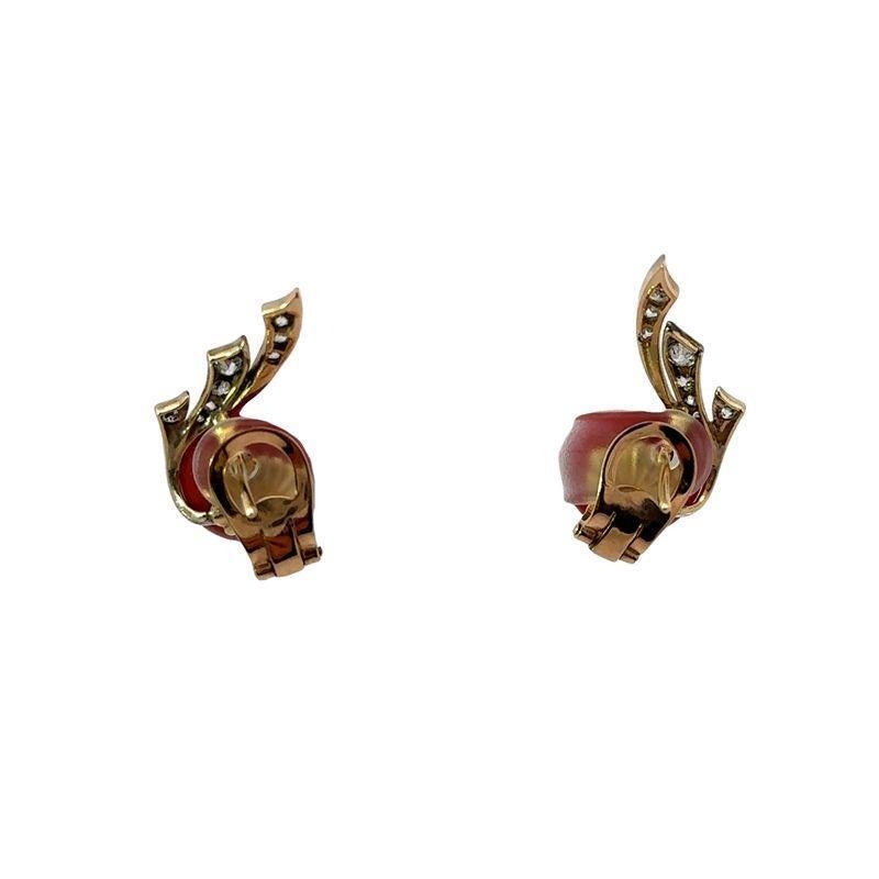 Ohrringe aus Koralle und Diamanten Damen im Angebot