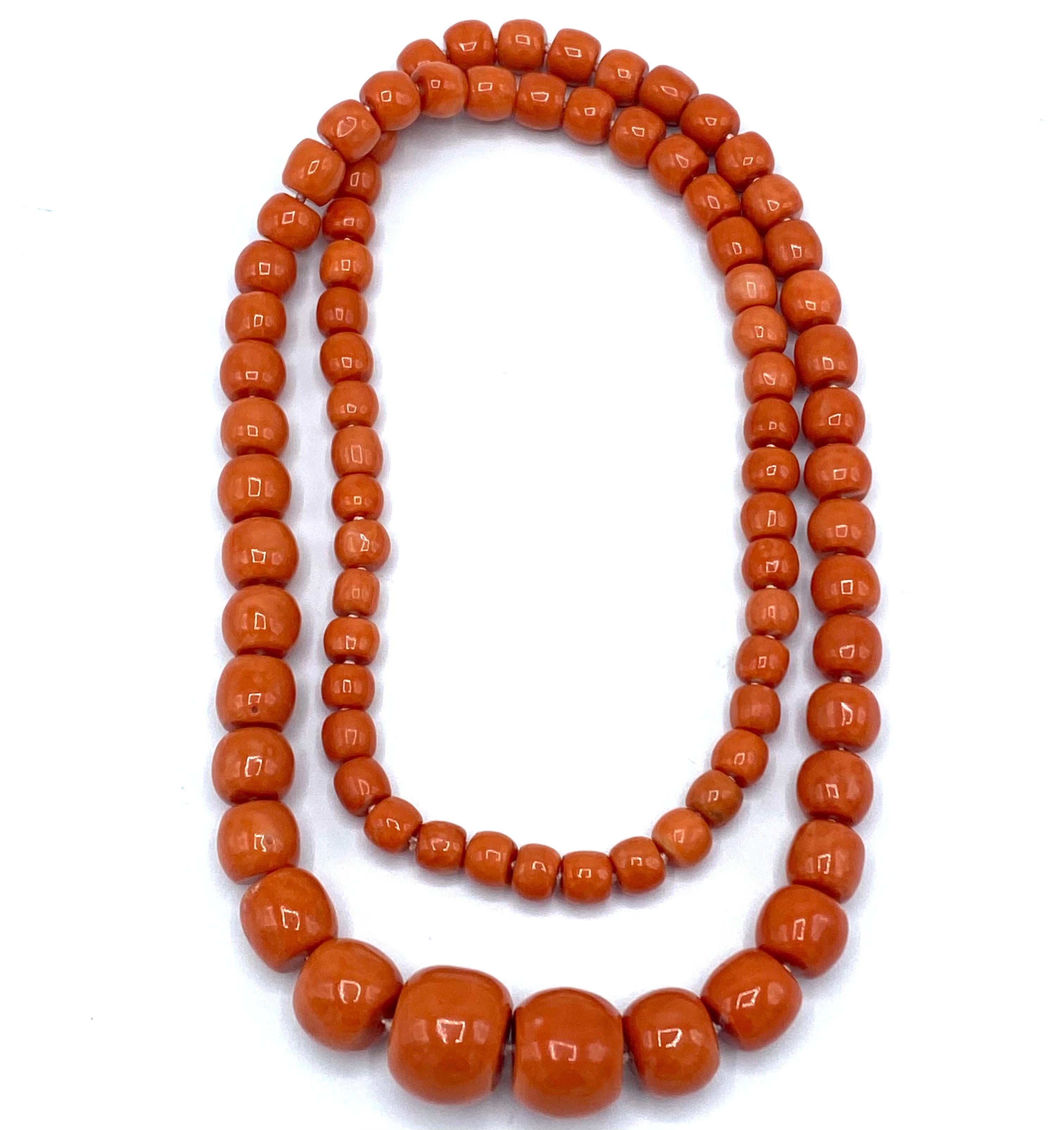 Vintage Coral Bead Necklace w/ GIA Report  2