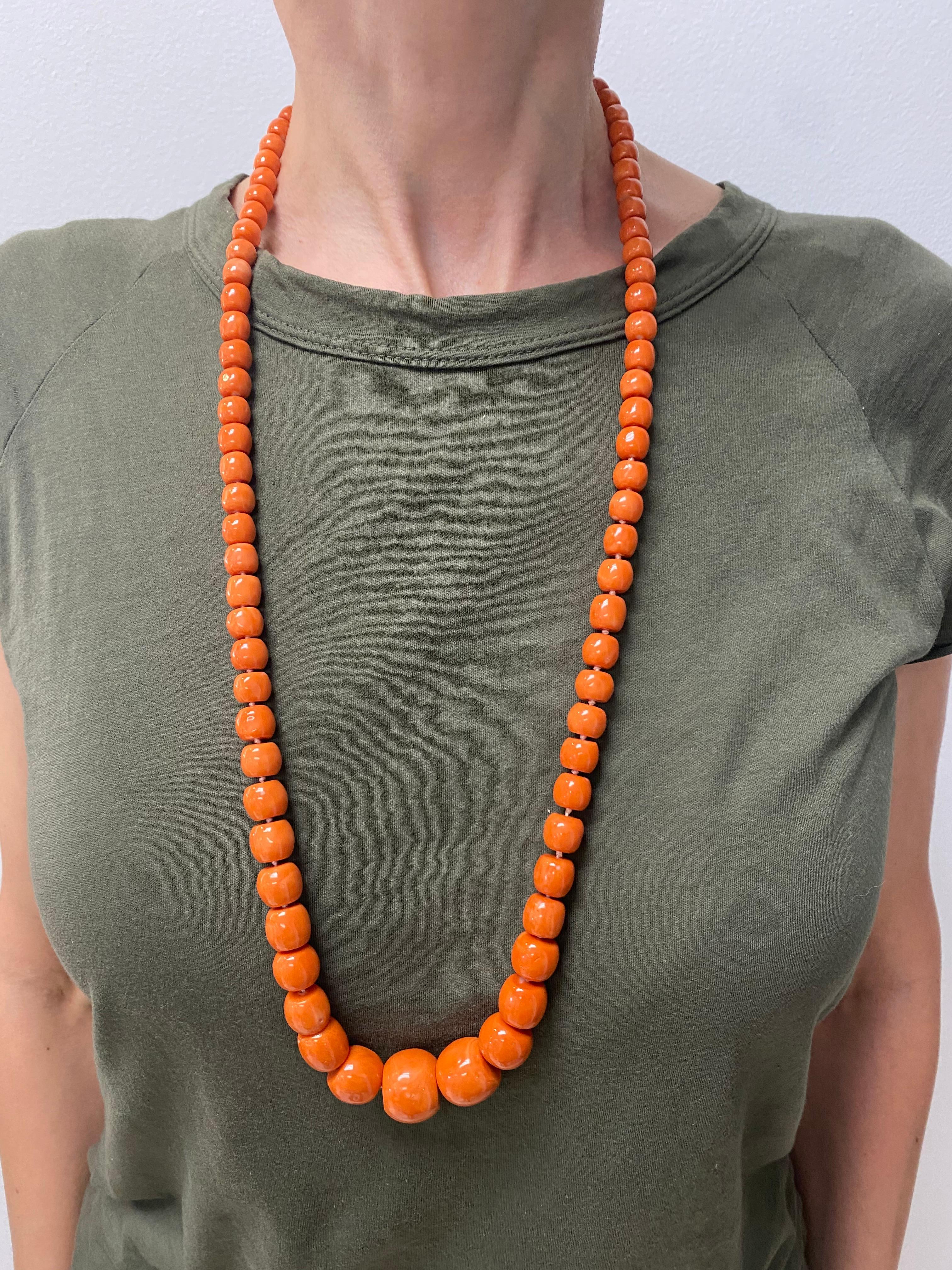 Vintage Coral Bead Necklace w/ GIA Report  3