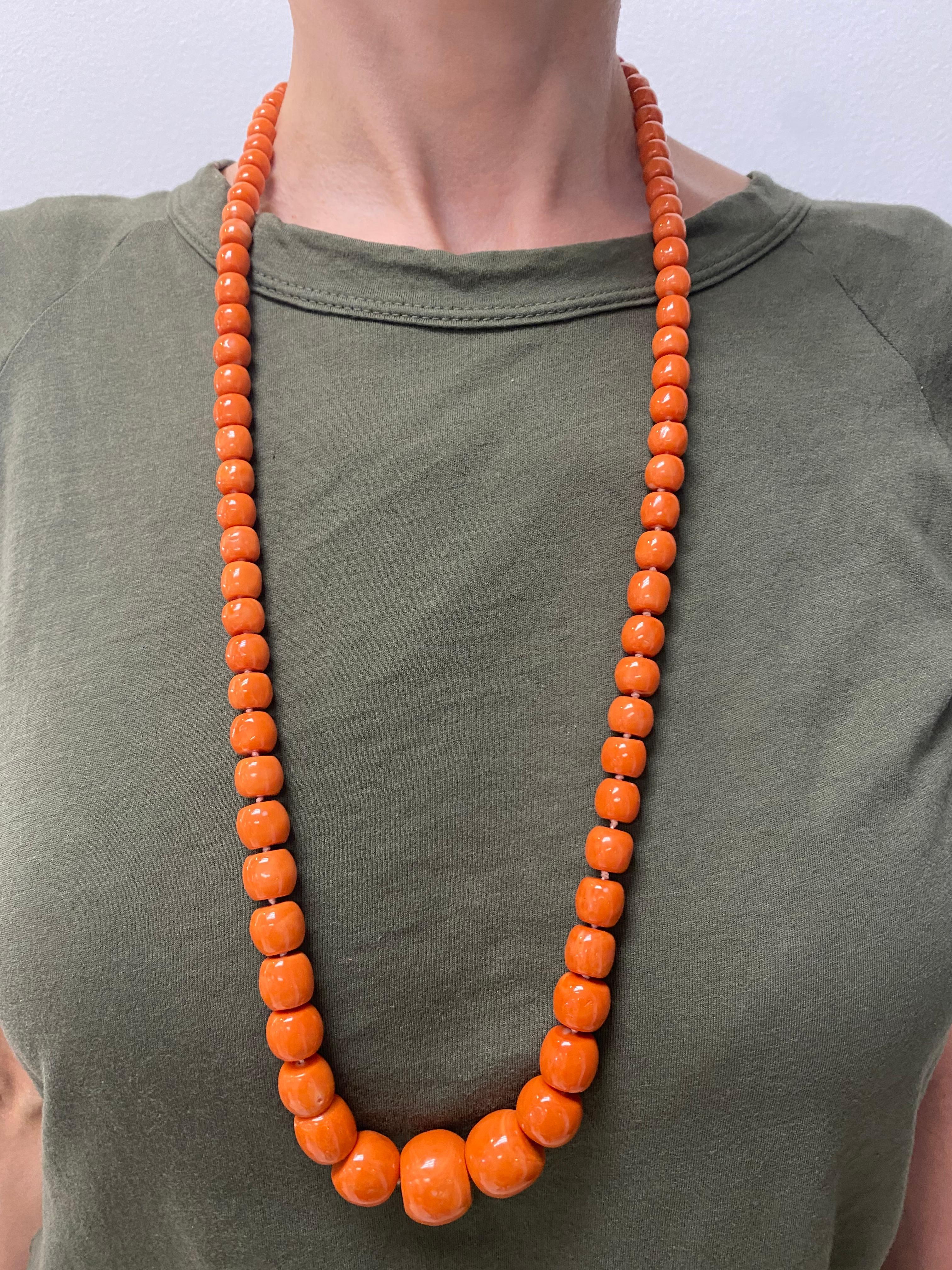 Vintage Coral Bead Necklace w/ GIA Report  5