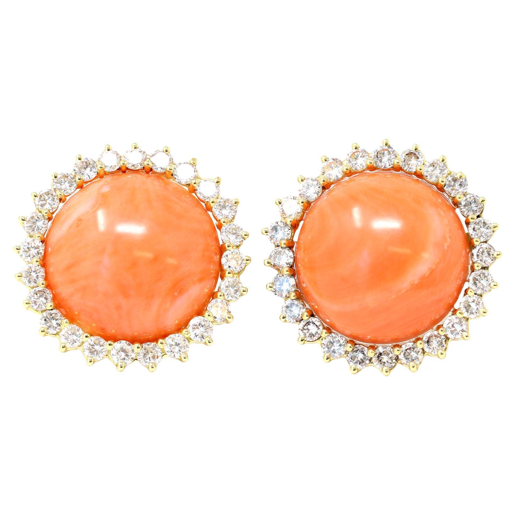 Persian Turquoise Earrings Diamonds Set in 18 Karat Yellow Gold, Clip