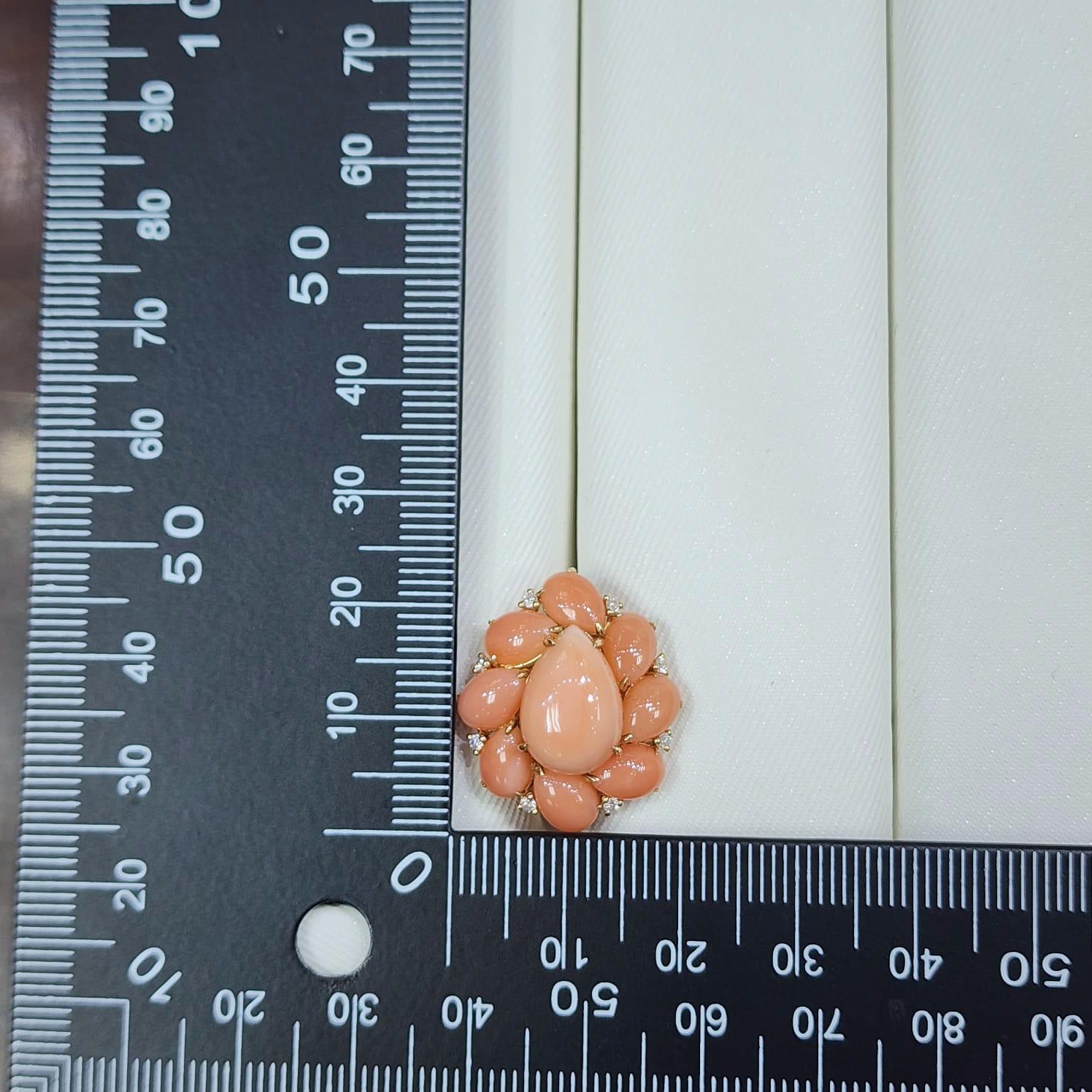 Vintage Korallen-Diamant-Ohrringe aus 14 Karat Gelbgold im Zustand „Neu“ im Angebot in Hong Kong, HK