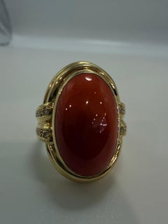 Vintage coral diamond ring 14KT untreated coral RARE
