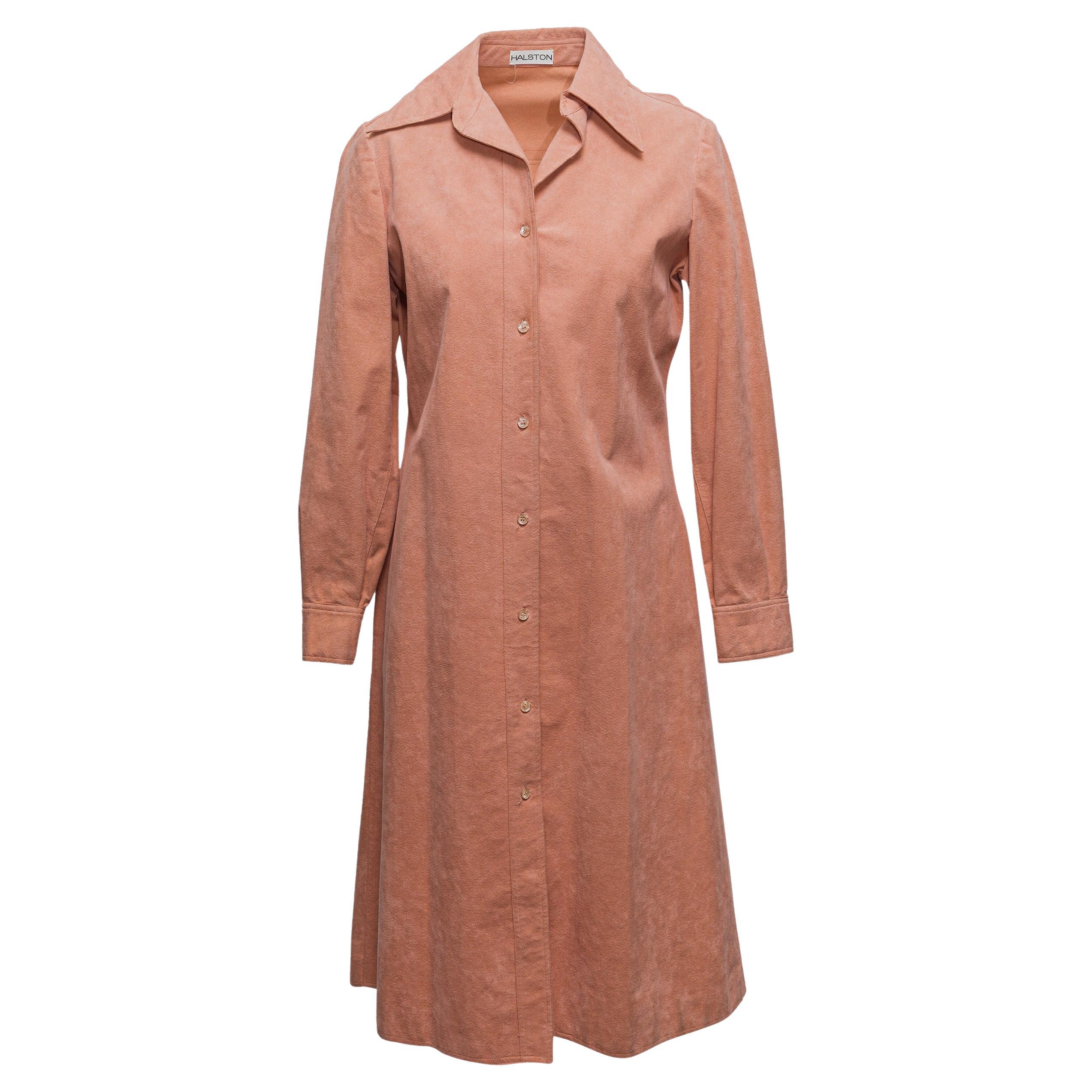 Vintage Coral Halston Ultrasuede Duster Coat Taglia US S