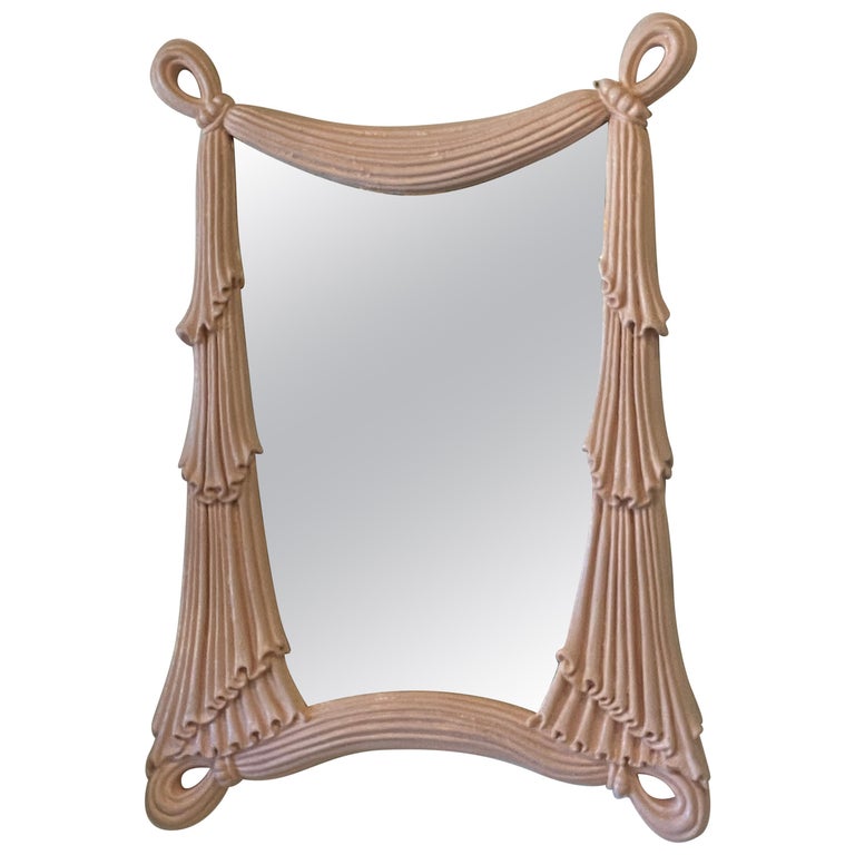 Vintage Coral lacquered Palm Beach Draped Swag Large Wall Mirror at 1stDibs