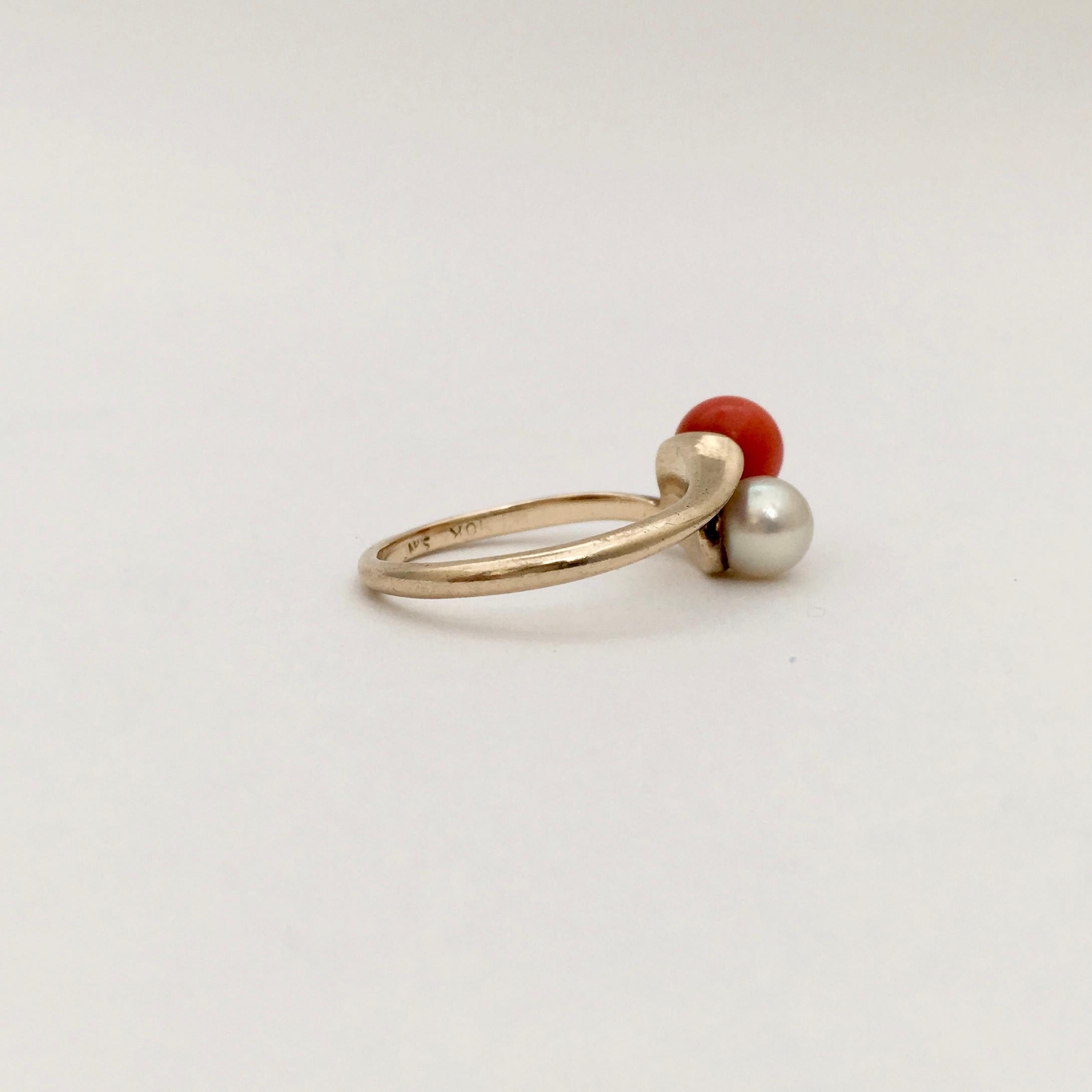pearl and coral ring