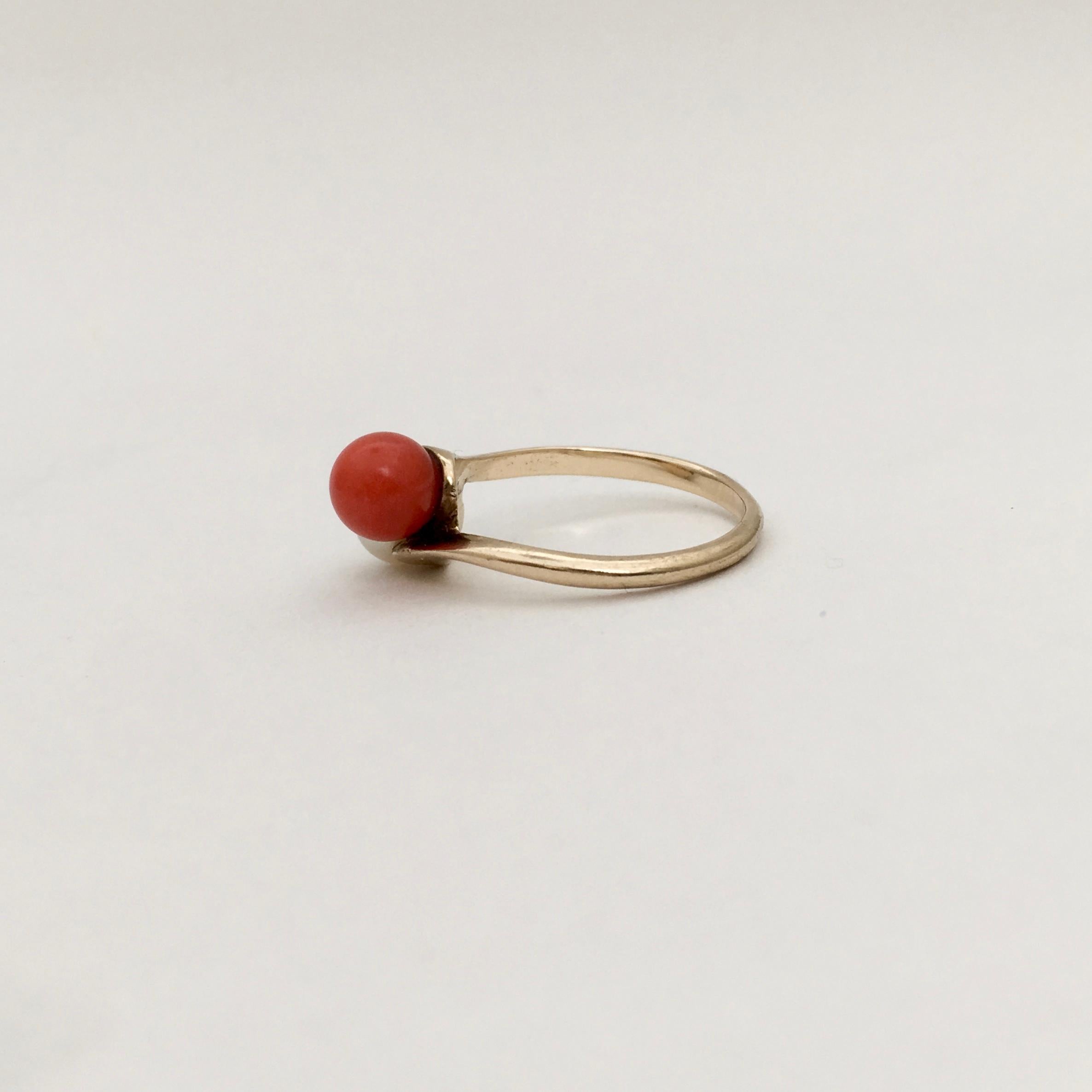 red coral and pearl ring