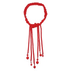 Vintage Coral Red Glass Bead Belt or Necklace
