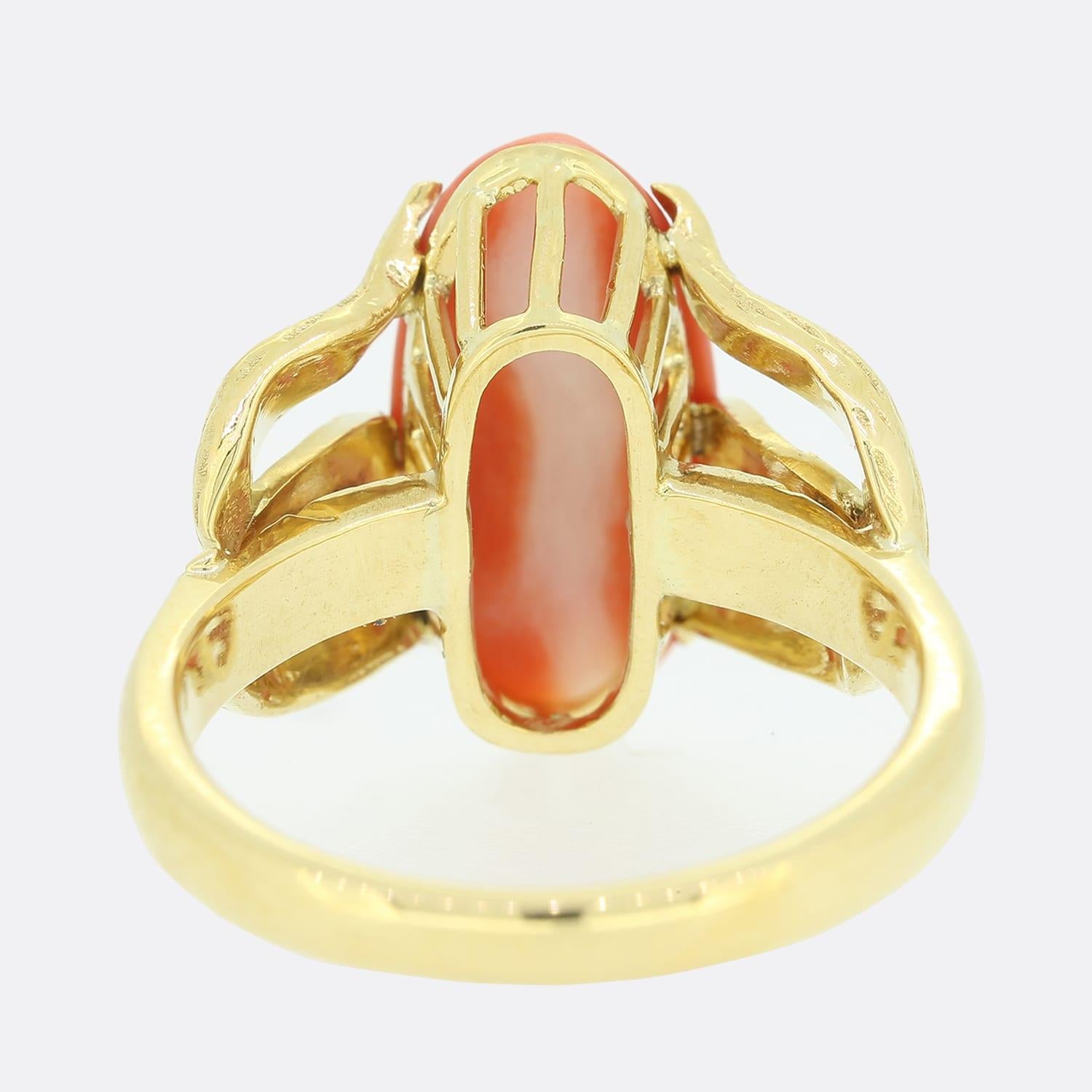 Oval Cut Vintage Coral Ring For Sale