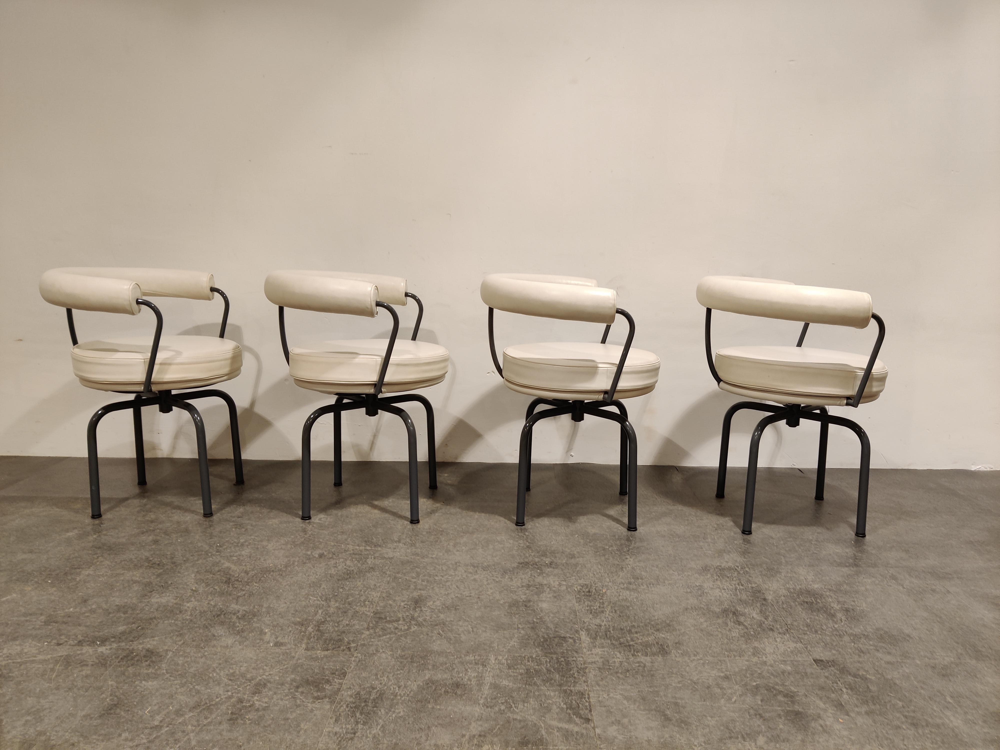 French Vintage Corbusier LC7 Dining Chairs, 1970s
