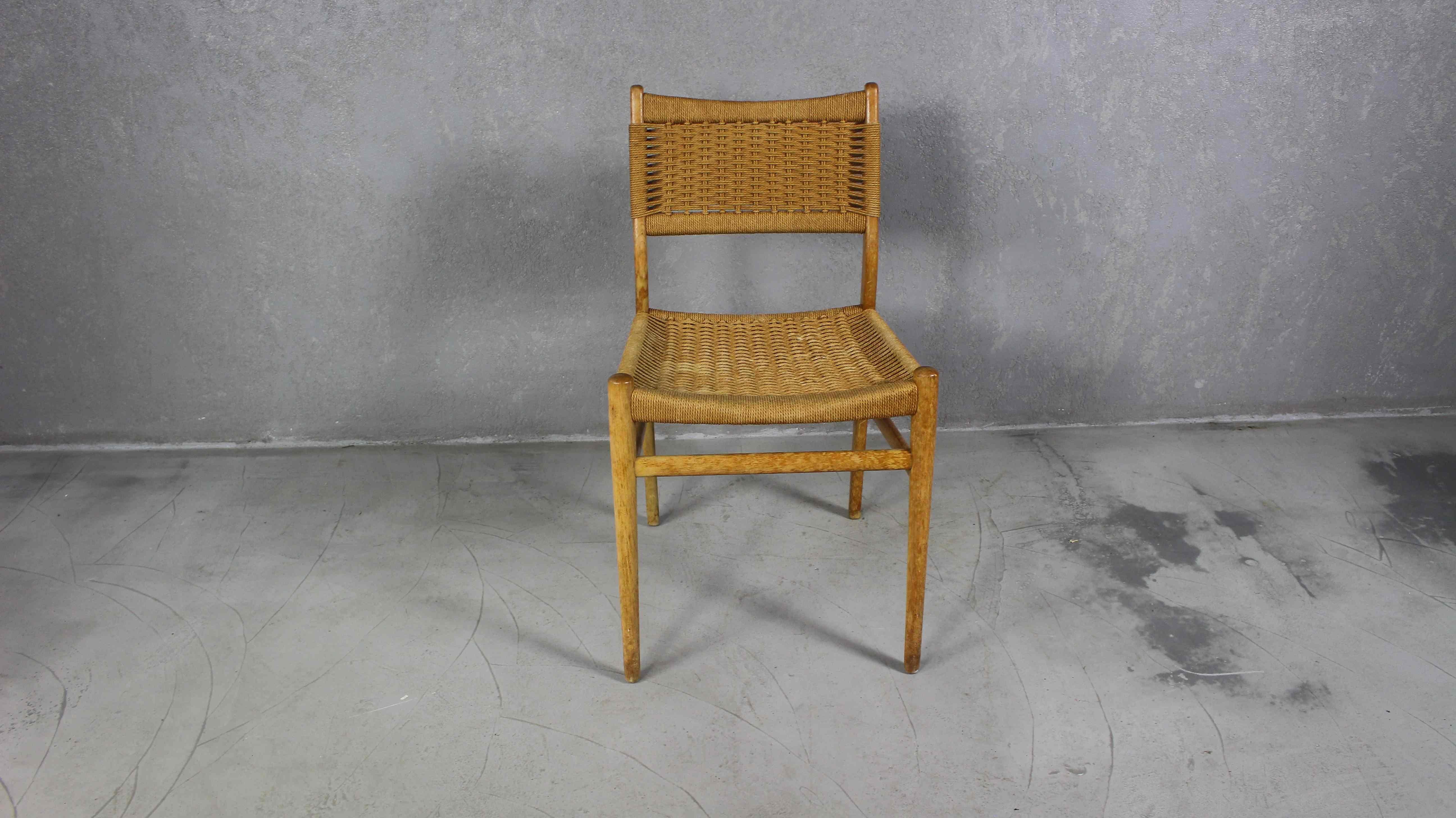 20th Century Vintage Cord Woven Chair, Denmark, 1960s For Sale