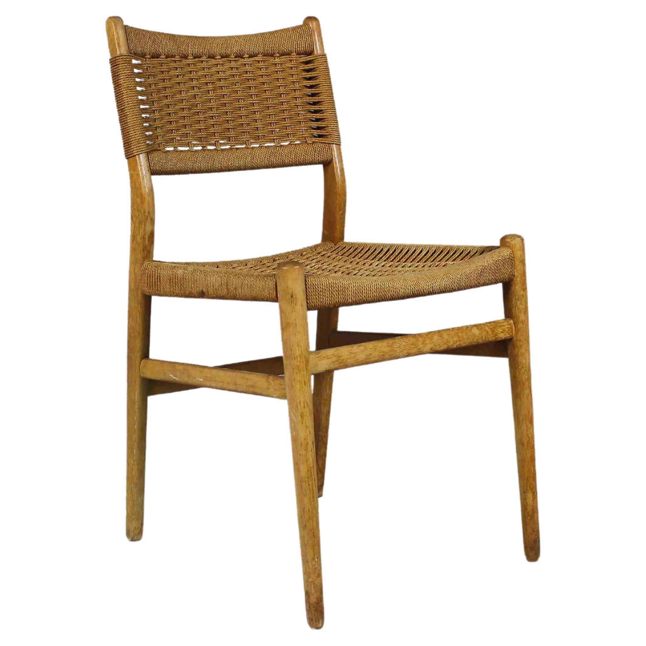 Vintage Cord Woven Chair, Denmark, 1960s For Sale