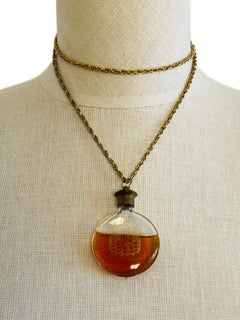 Vintage Corday Toujours Moi Perfume Parfum Gold Chain Necklace Perfume Bottle