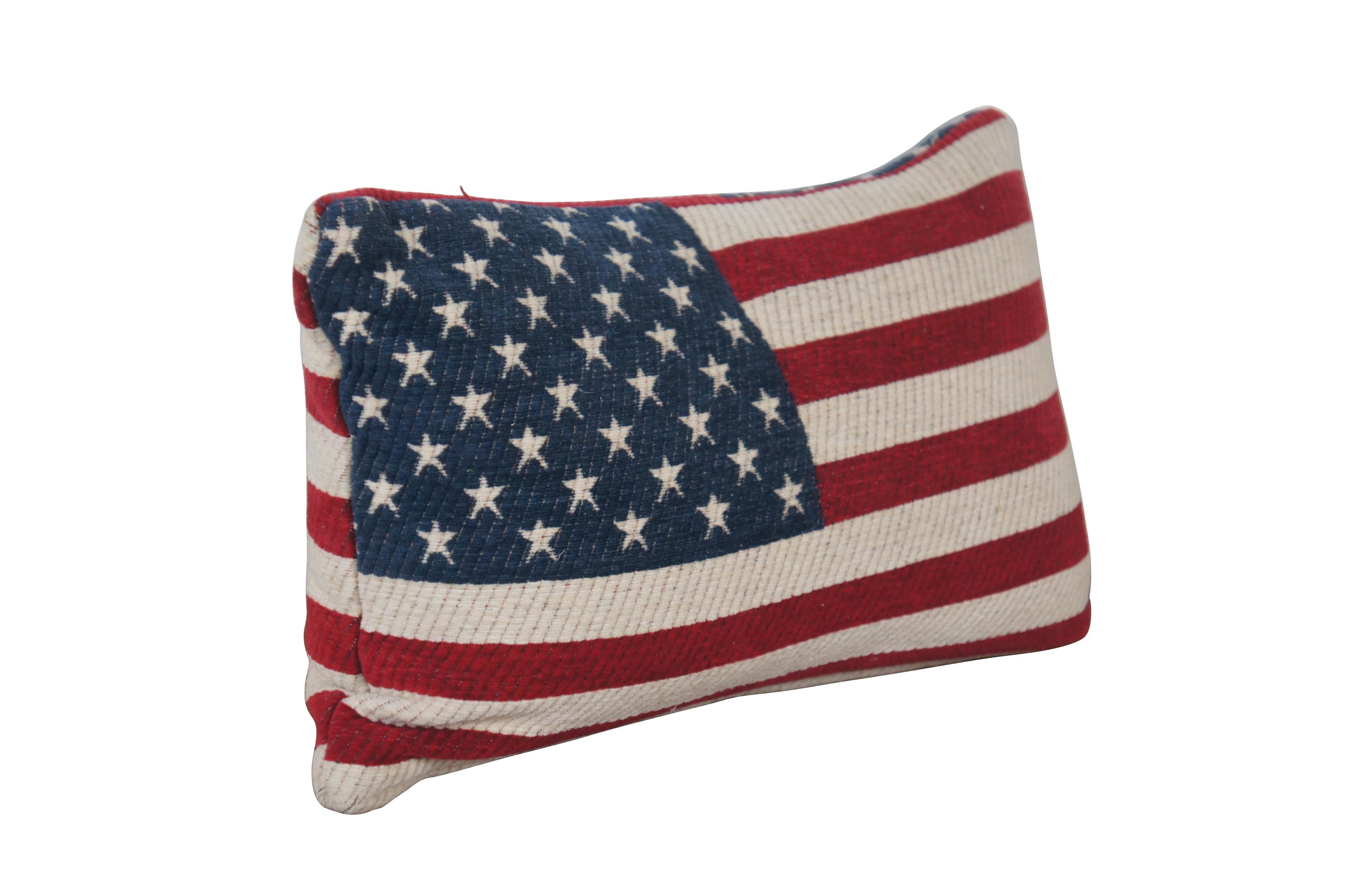 American Classical Vintage Corduroy American Flag Fiber Filled Lumbar Throw Pillow 16