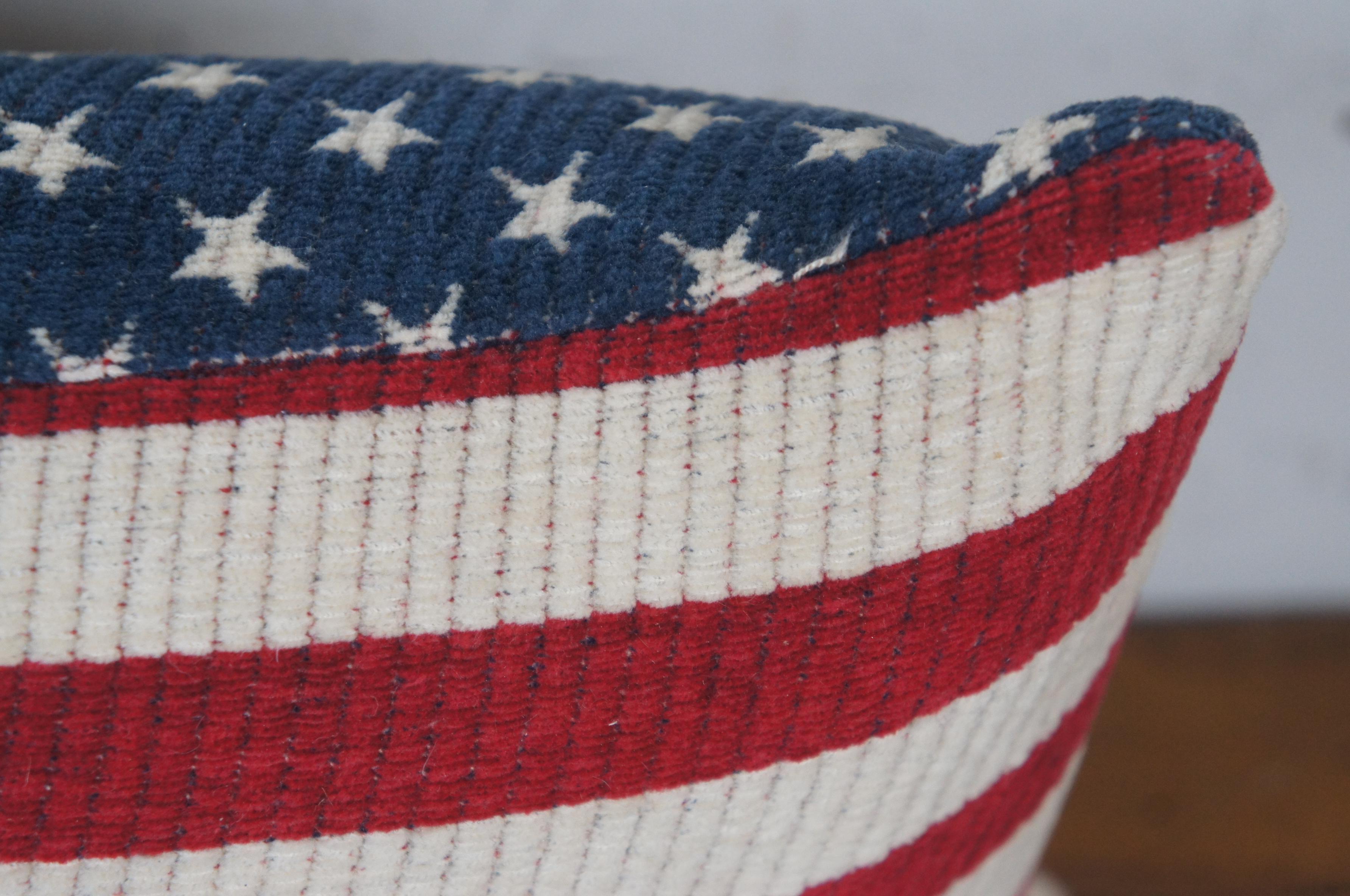 Textile Vintage Corduroy American Flag Fiber Filled Lumbar Throw Pillow 16