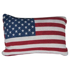 Vintage Corduroy American Flag Fiber Filled Lumbar Throw Pillow 16"