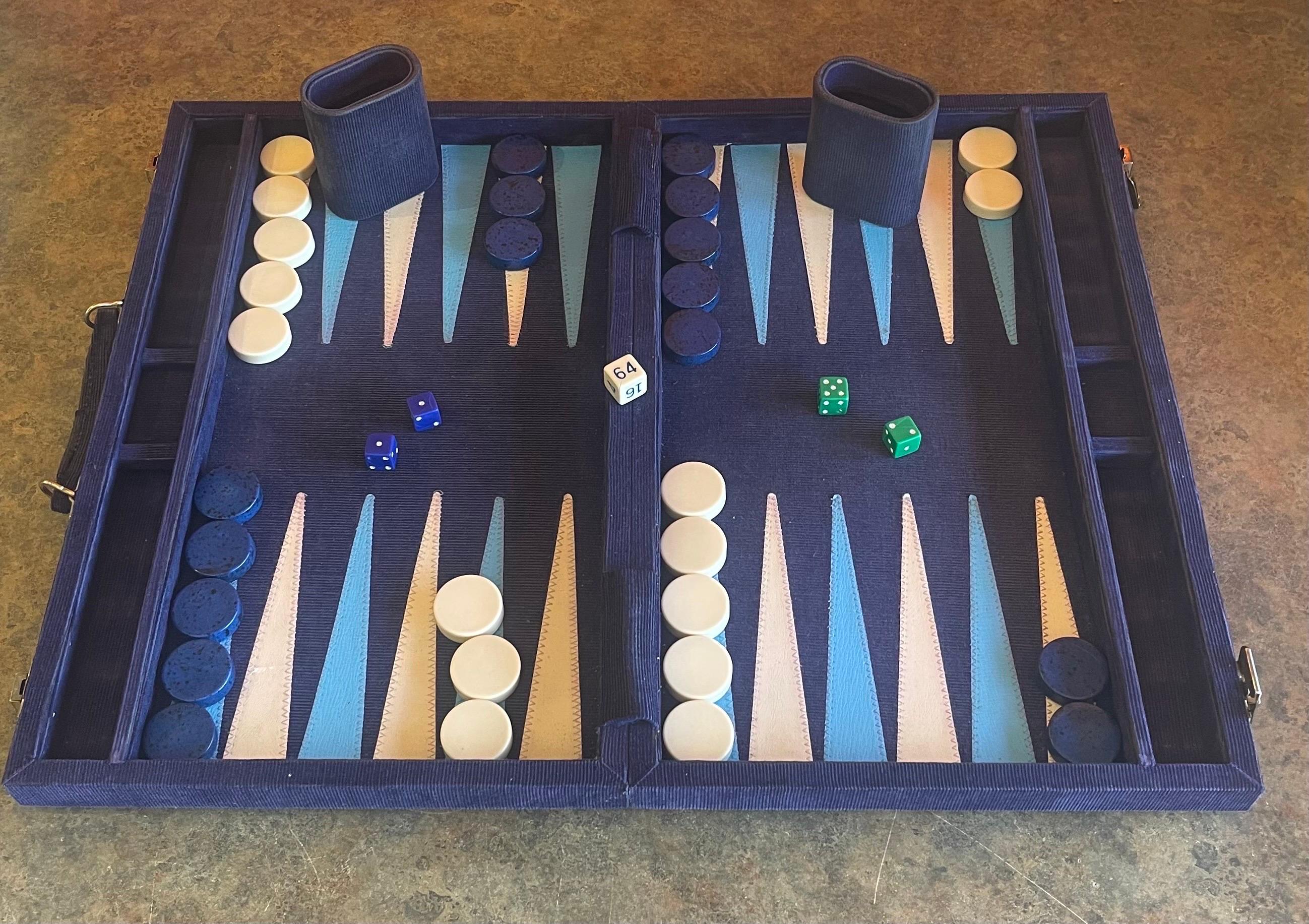 Vintage Corduroy & Bakelite Backgammon Set 4