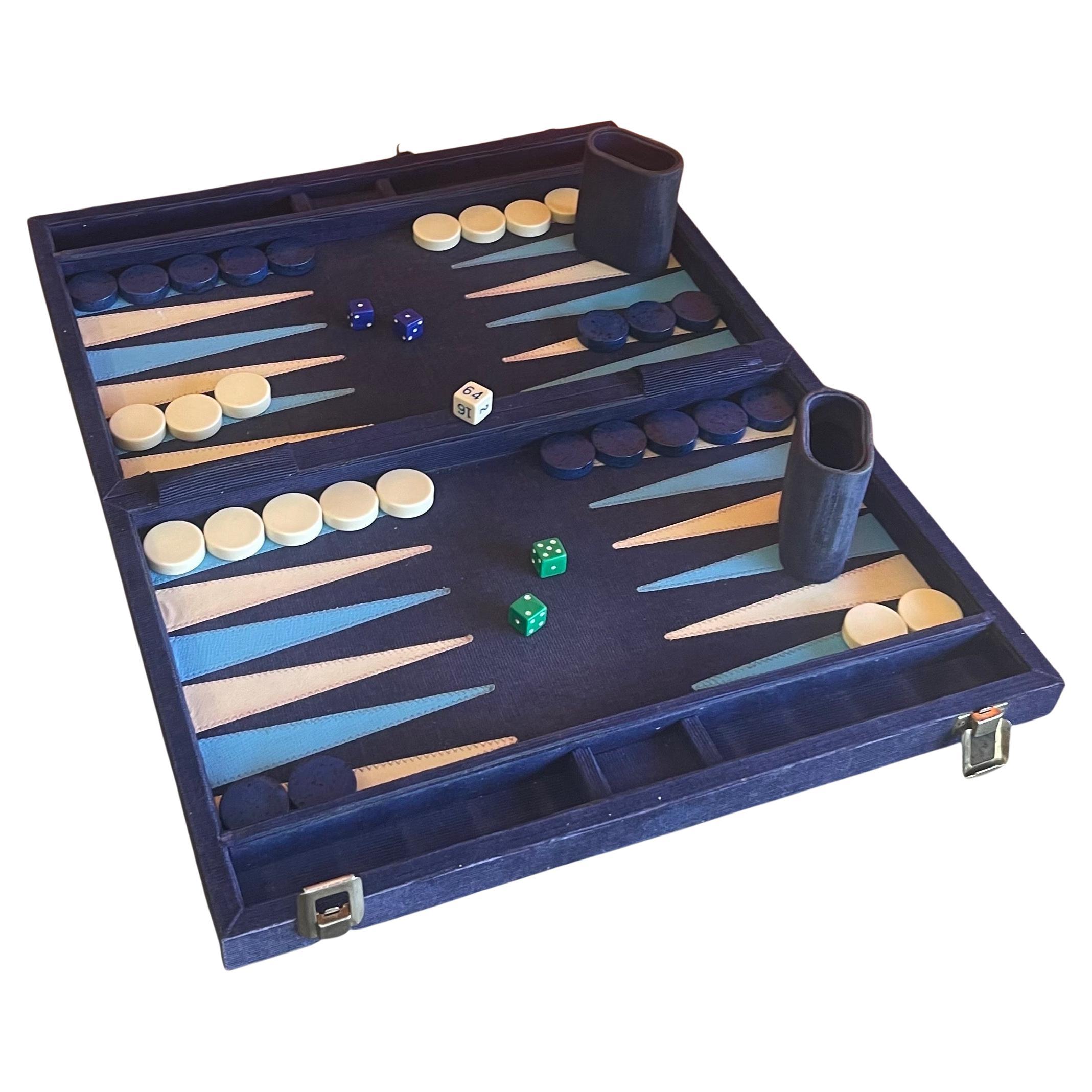 Vintage Corduroy & Bakelite Backgammon Set