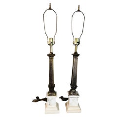 Paire de lampes de table vintage corinthienne néoclassique