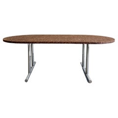 Used Cork And Chrome Oval Dining Table Conference Table Desk MCM Minimalist 