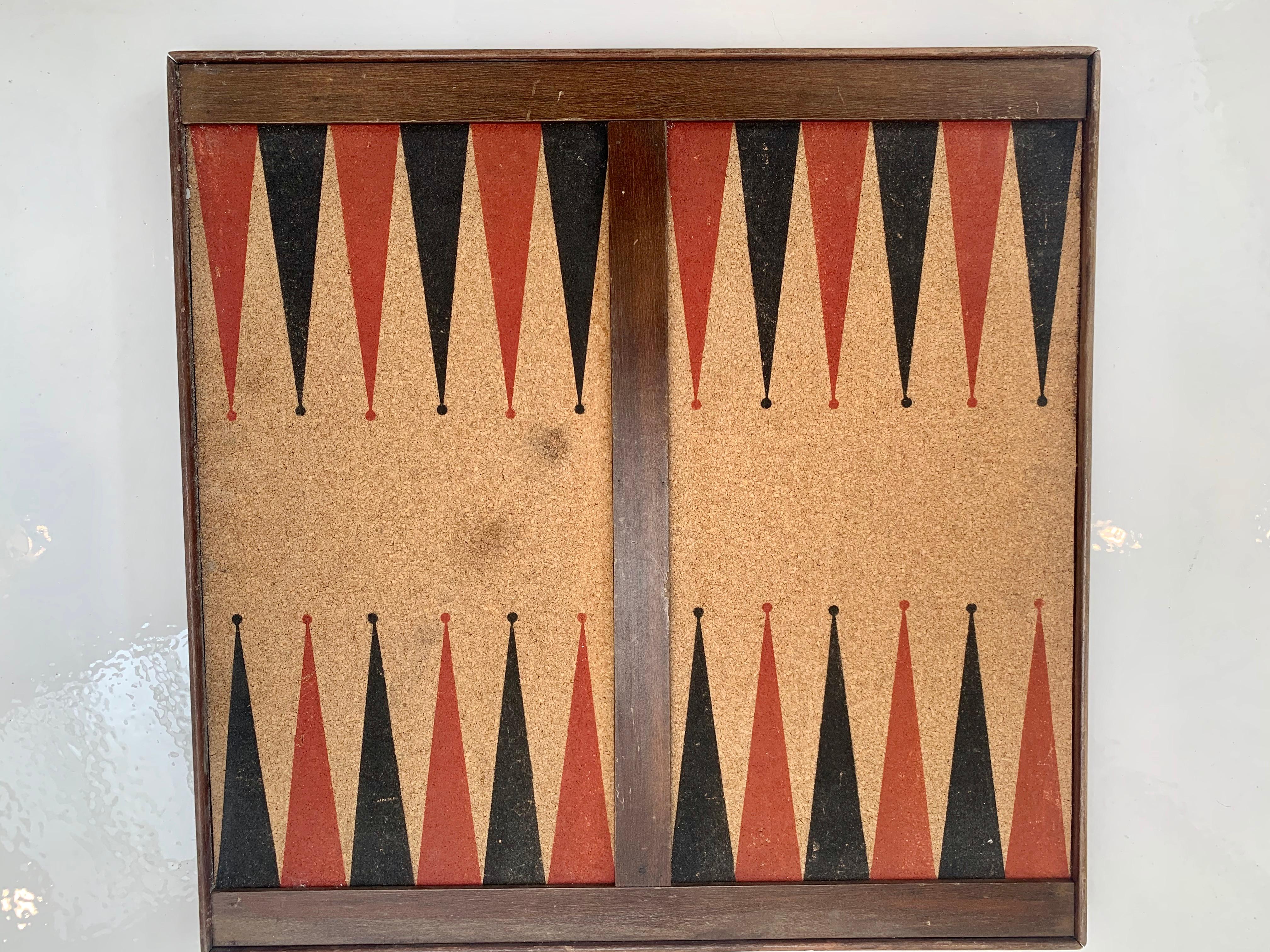 American Vintage Cork and Wood Backgammon/ Chess Board