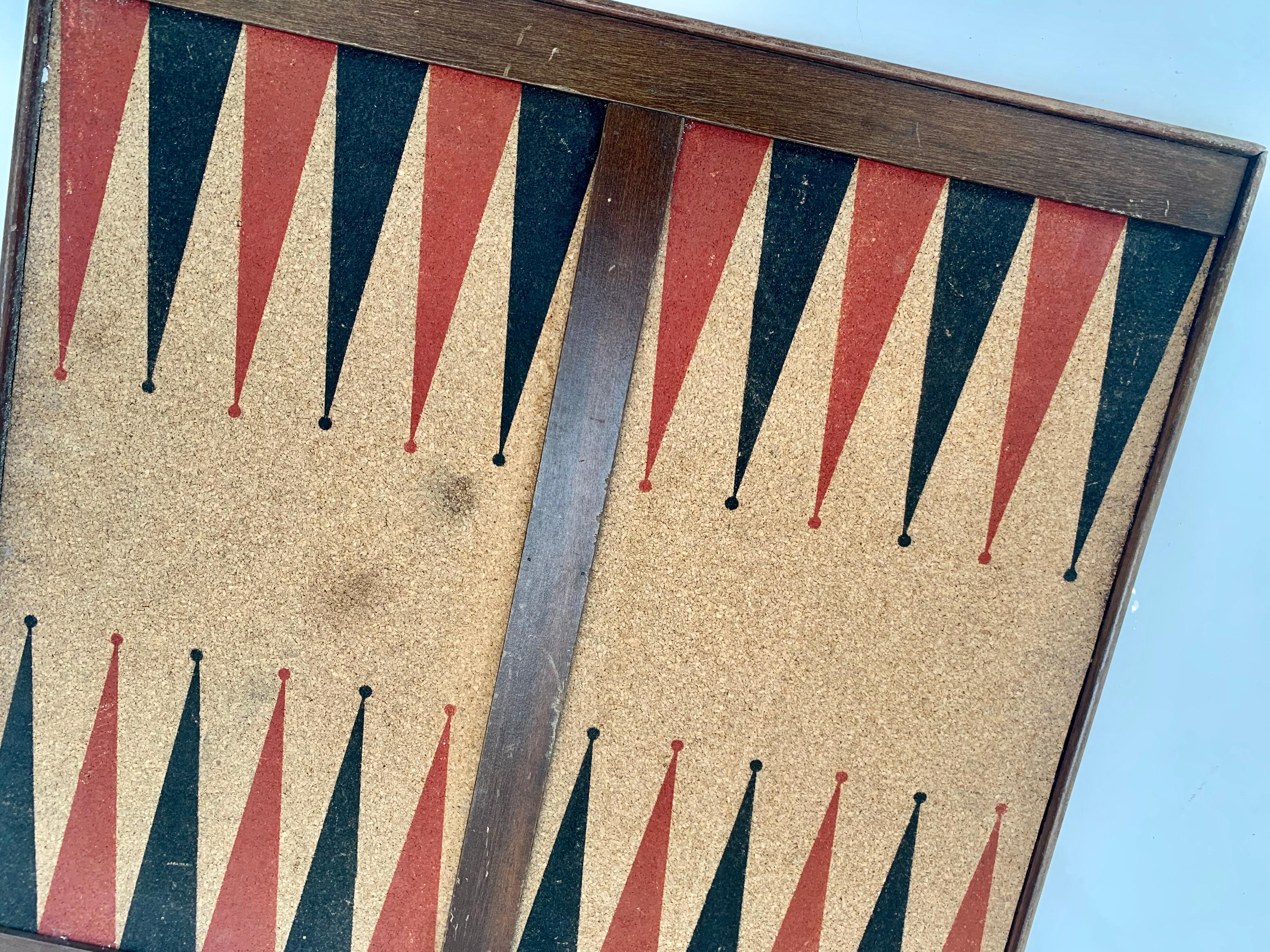 Vintage Cork and Wood Backgammon/ Chess Board In Good Condition In Los Angeles, CA