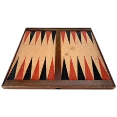 Vintage Cork and Wood Backgammon/ Chess Board