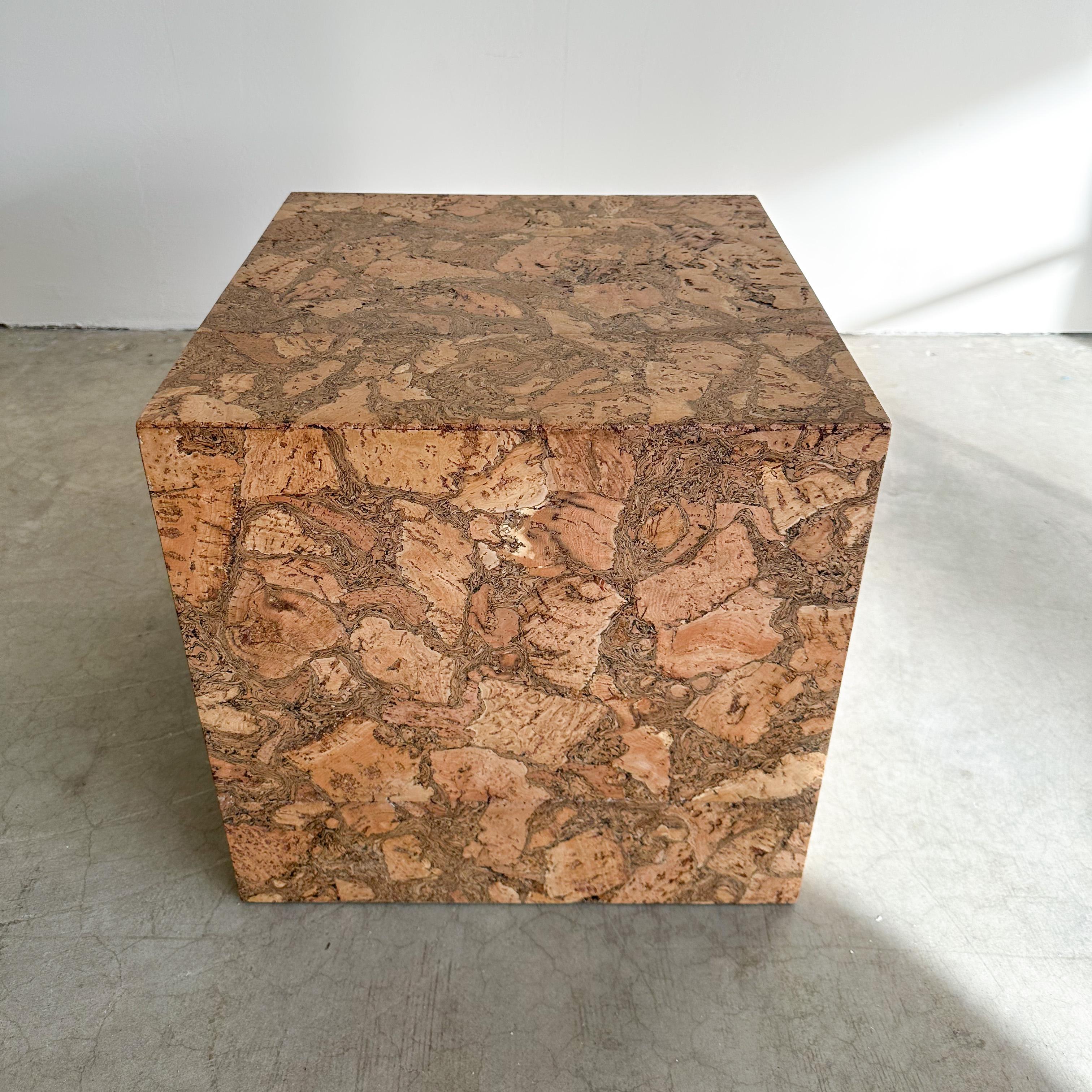 Vintage Cork Cube Square End Table Side Table Cocktail Table  In Excellent Condition For Sale In Palm Desert, CA