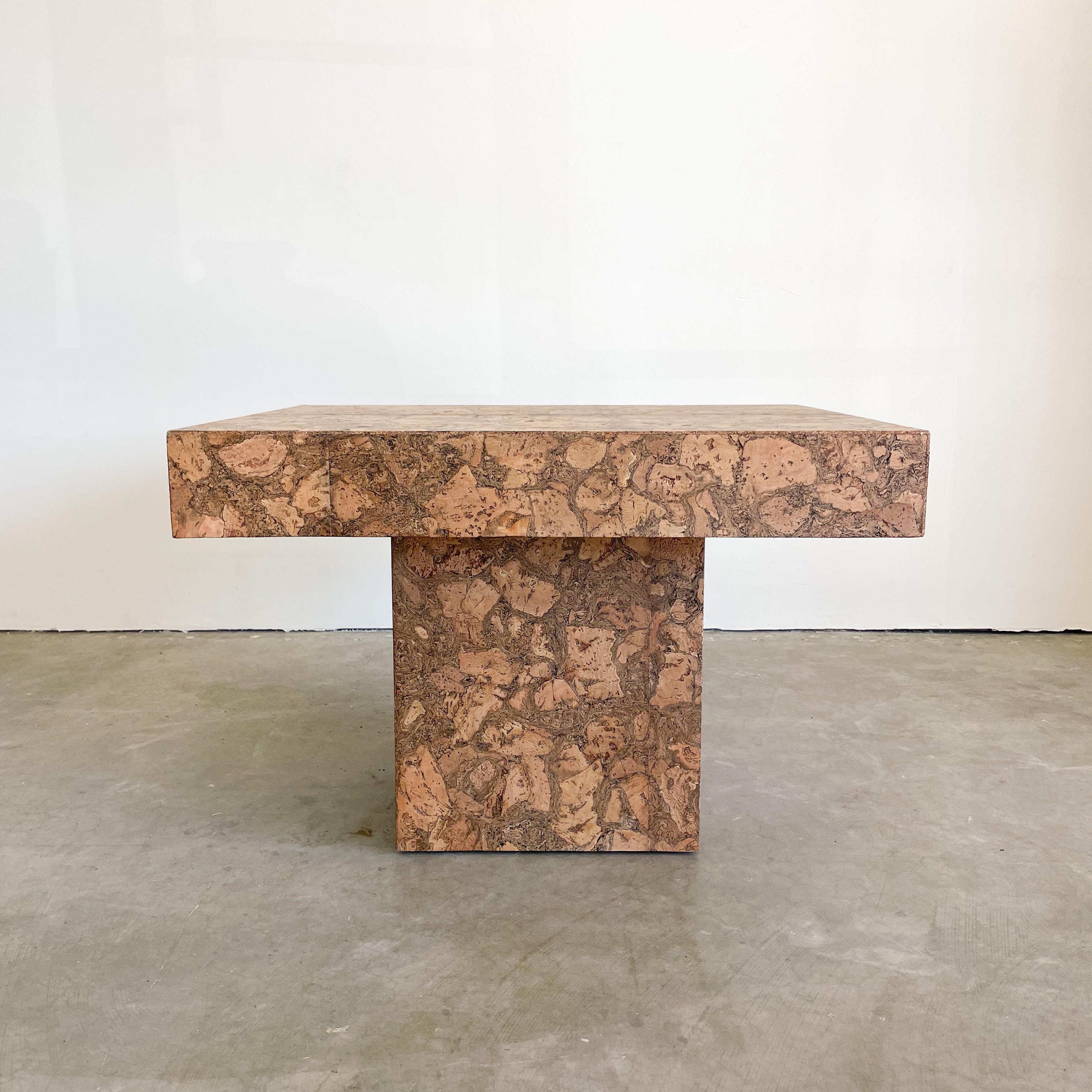 Mid-Century Modern Table d'appoint carrée en liège Vintage Table d'appoint Table à cocktail en vente