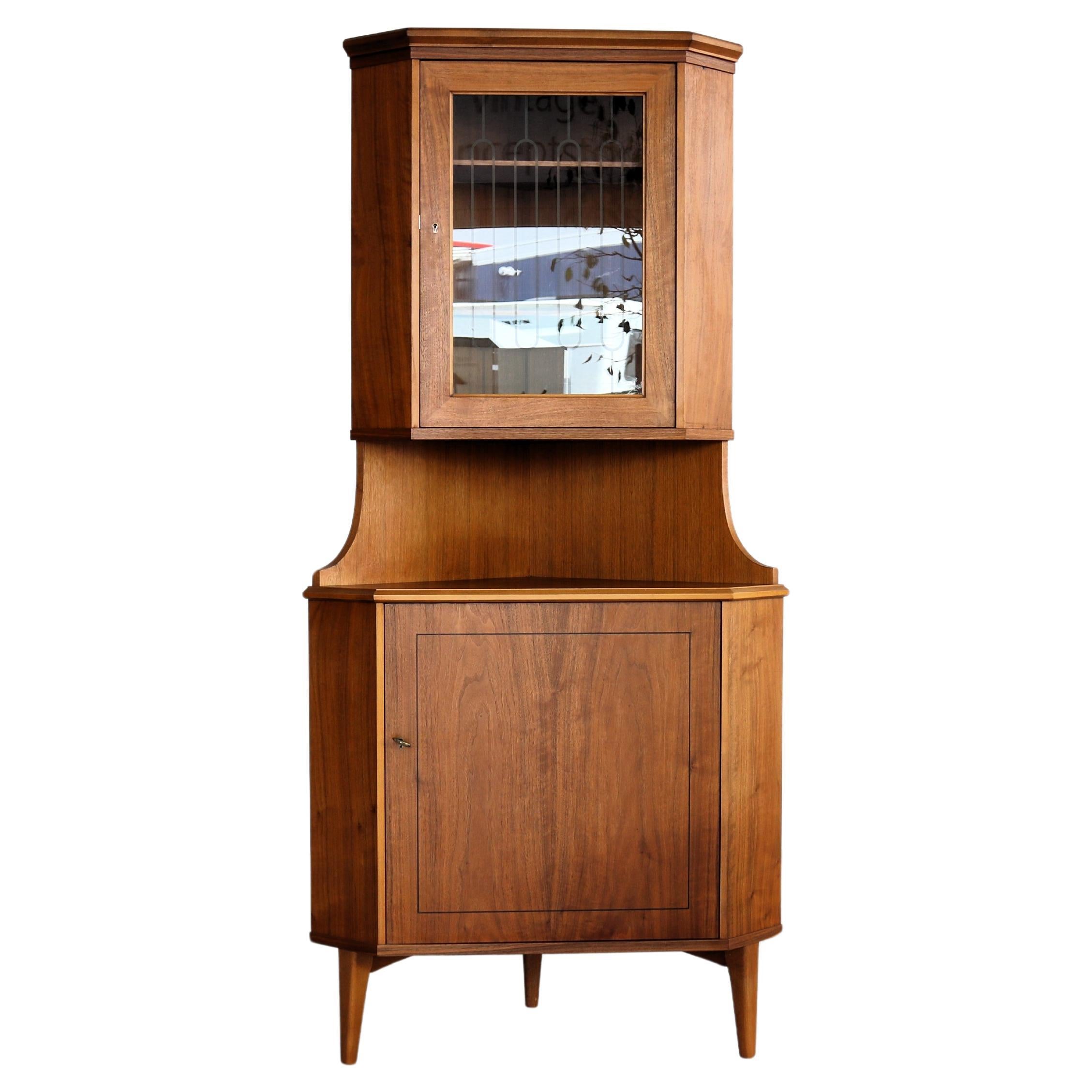 vintage corner cabinet  display cabinet  teak  60's 