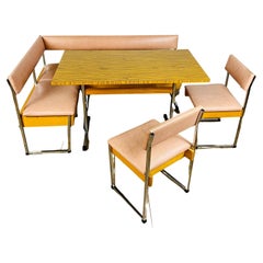 Retro Corner Dining Set - Table + Banquette Seating + 2 Chairs, 1970s
