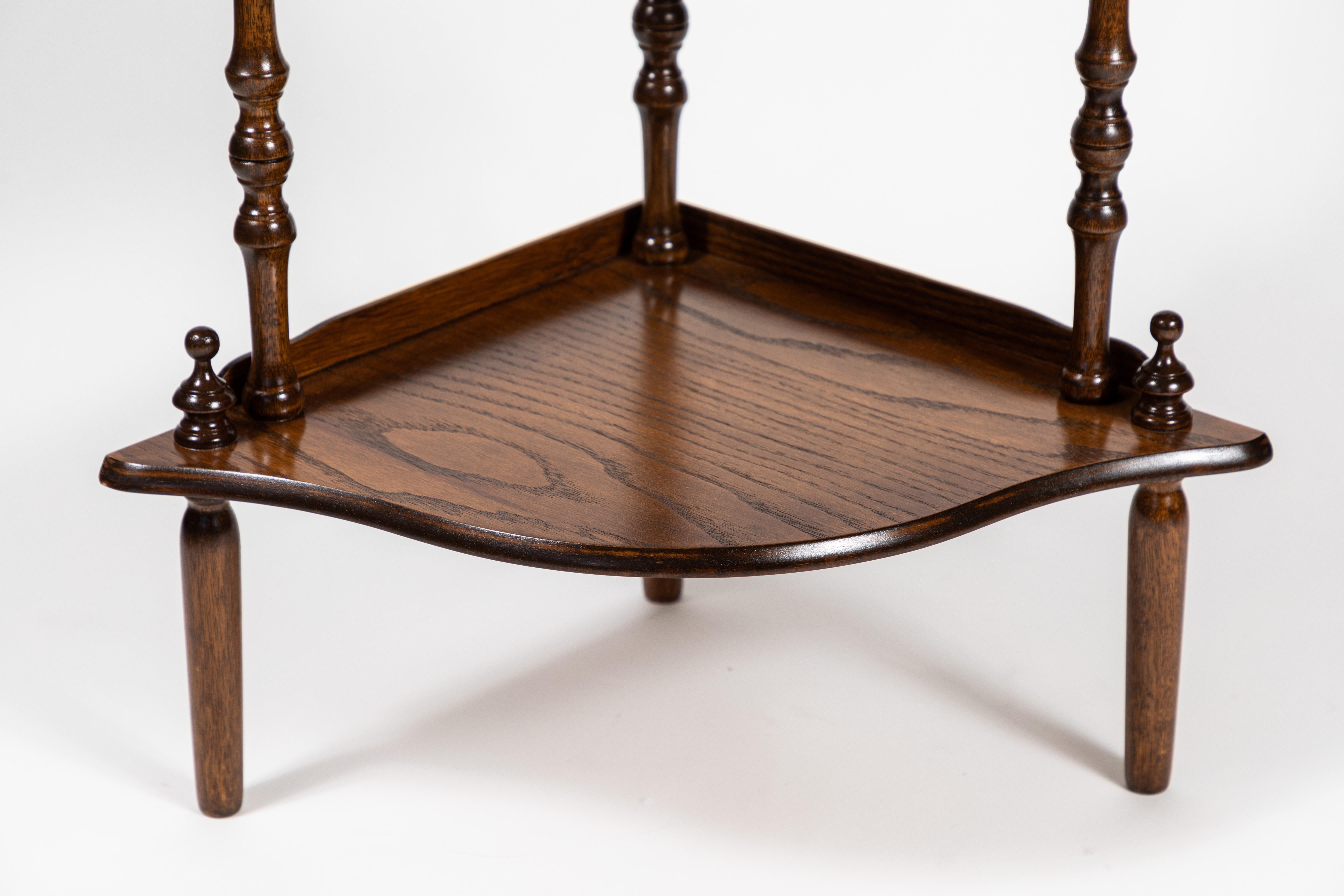 Mid-Century Modern Vintage Corner Oak Standing Shelf