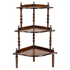 Vintage Corner Oak Standing Shelf