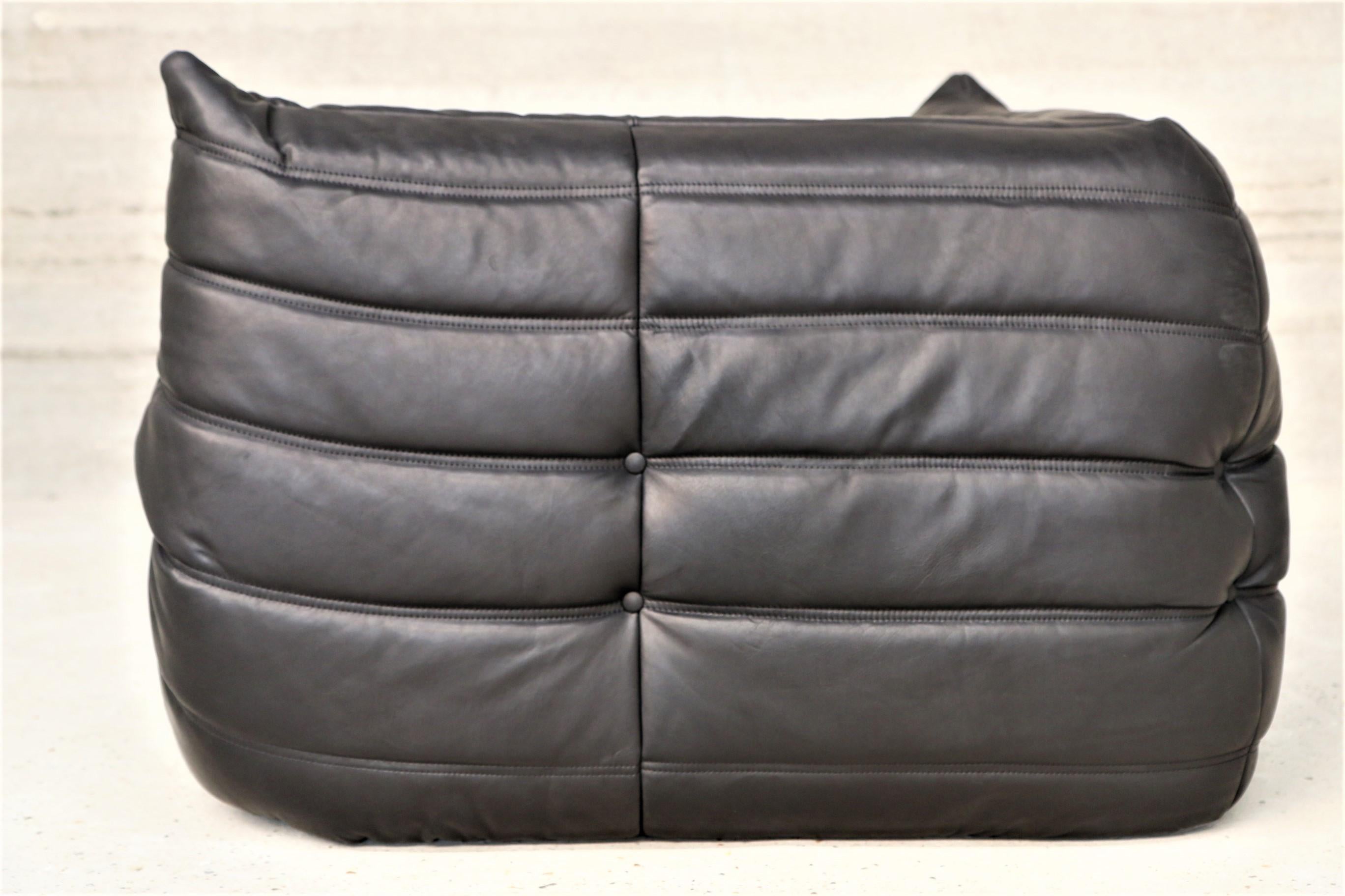 CERTIFIED Ligne Roset TOGO Corner in Full Grain Black Leather, DIAMOND QUALITY For Sale 12