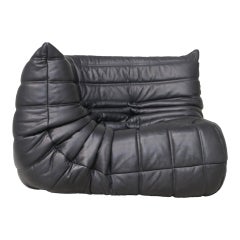 Used CERTIFIED Ligne Roset TOGO Corner in Full Grain Black Leather, DIAMOND QUALITY