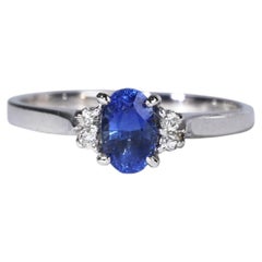 Vintage Kornblume Hellblau Saphir Diamant Ring 18k Weißgold Natural .6ct