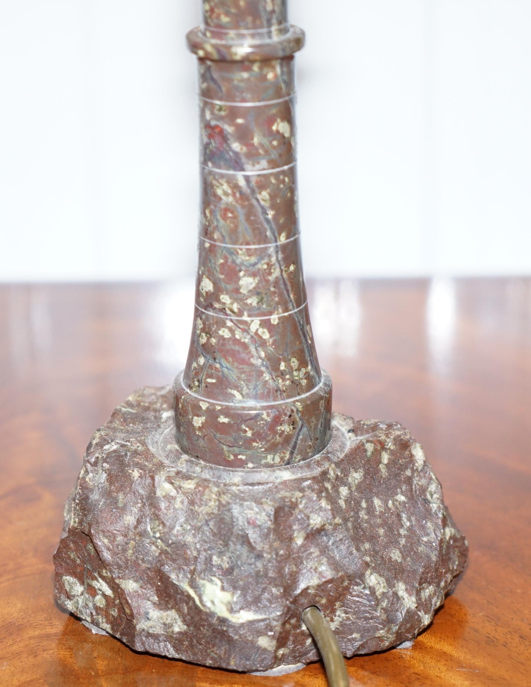Vintage Cornish Serpentine Marble Lighthouse Table Lamp with Bakelite Fitting For Sale 5