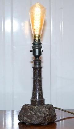 Vintage Cornish Serpentine Marble Lighthouse Table Lamp with Bakelite Fitting