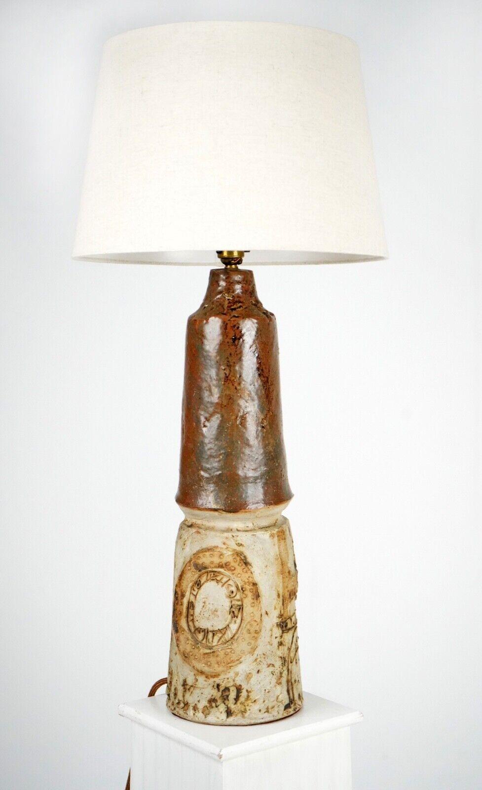 Vintage Cornish Table Lamp Studio Ceramic Sculptural Stoneware Large Hall Lamp 2