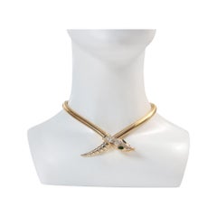 Vintage Coro Craft Gold Tone Snake Necklace with Diamante Circa 1960s