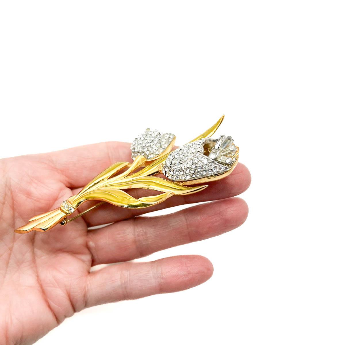 Women's or Men's Vintage Coro Double En-tremblant Floral Brooch 1940s For Sale