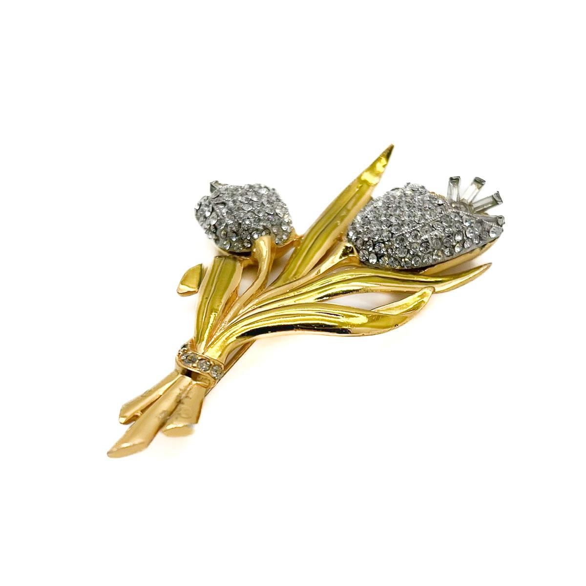 Vintage Coro Double En-tremblant Floral Brooch 1940s For Sale 1
