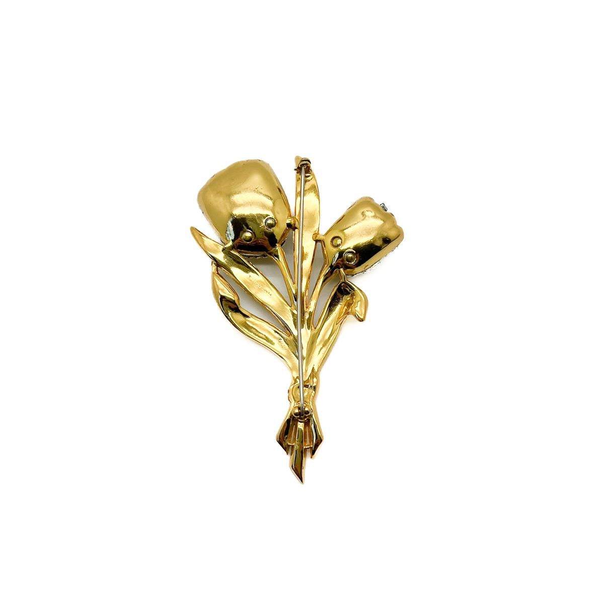 Vintage Coro Double En-tremblant Floral Brooch 1940s For Sale 3