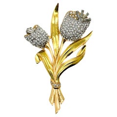 Vintage Coro Double En-tremblant Floral Brooch 1940s