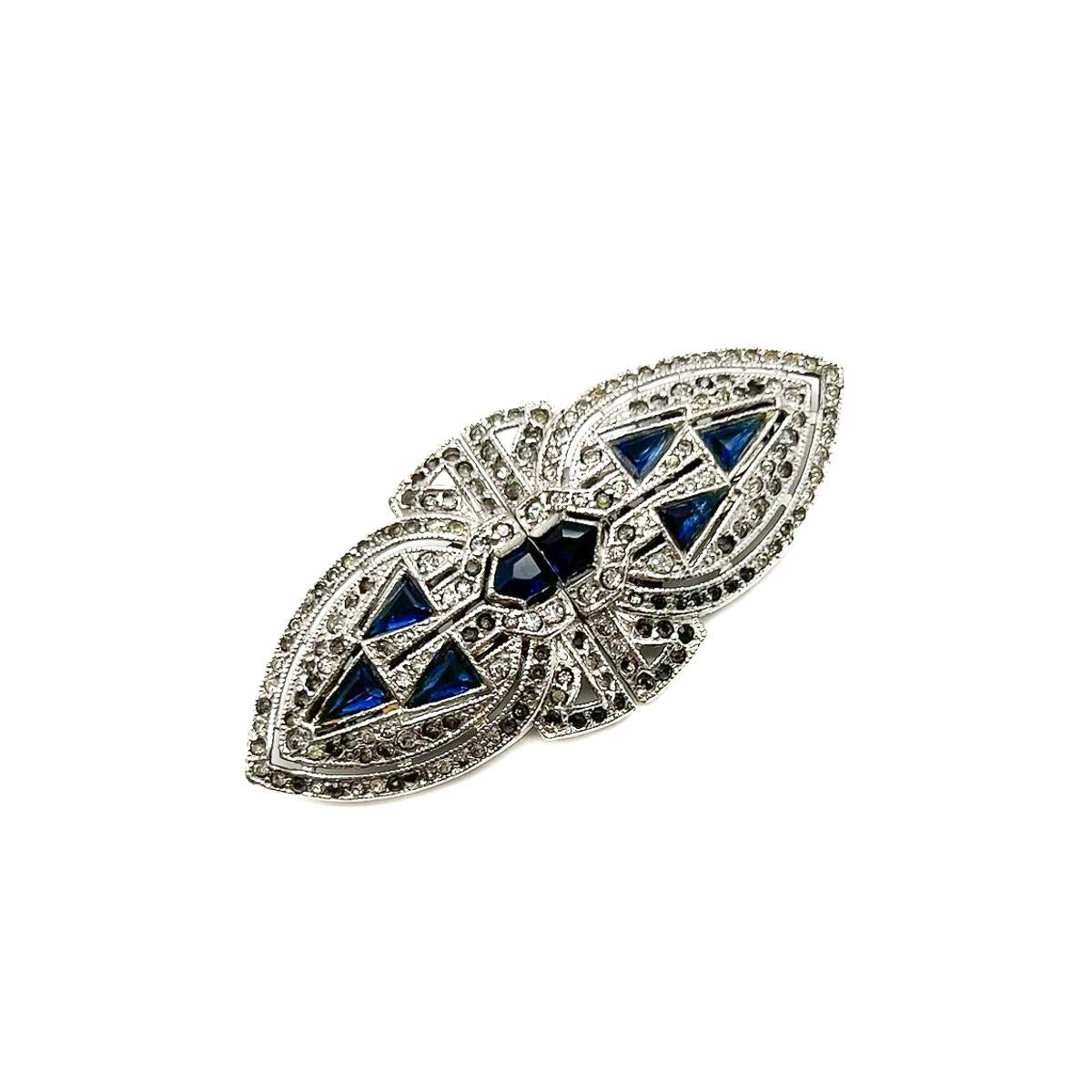 Women's or Men's Vintage Coro Duette sapphire double dress clip 1940s For Sale