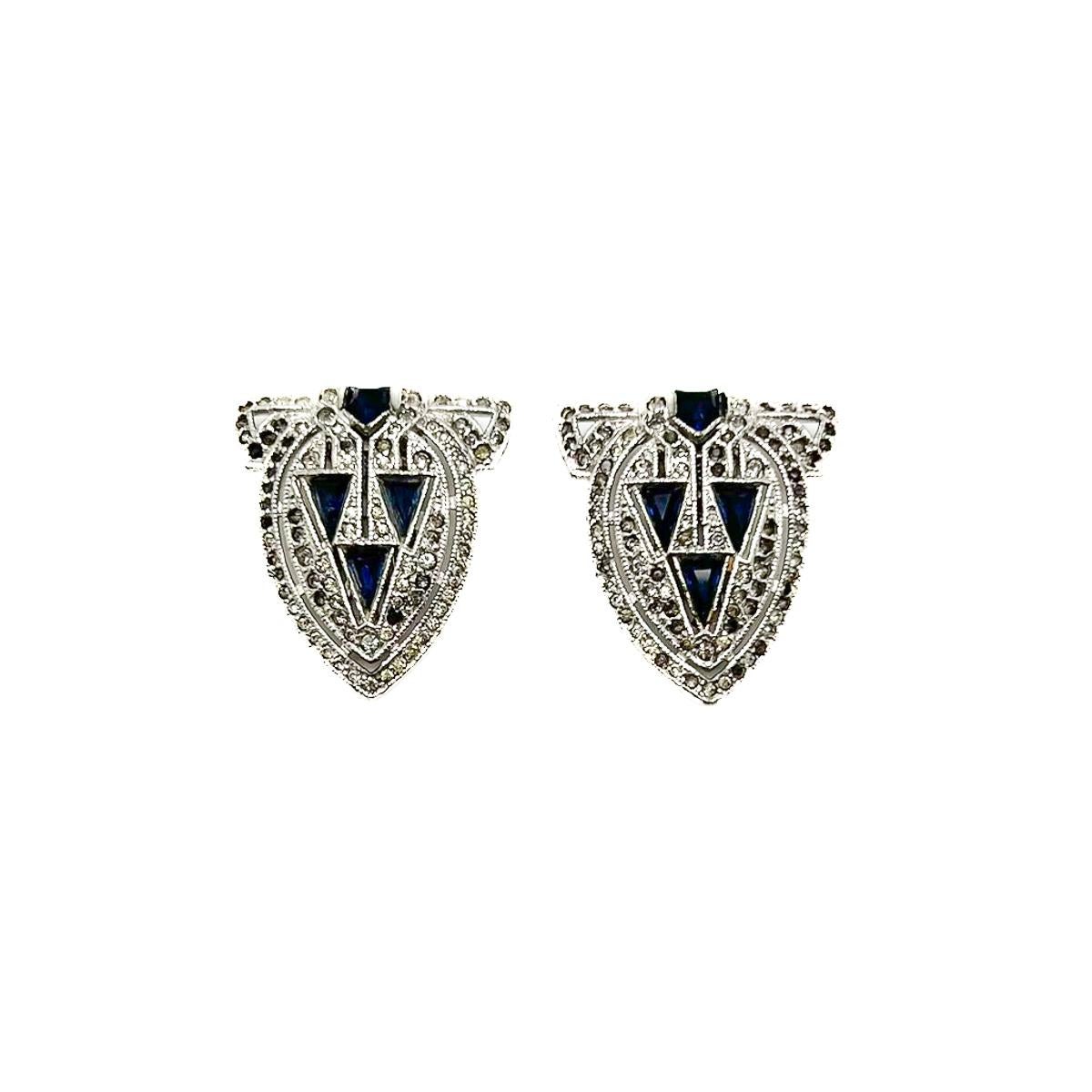 Vintage Coro Duette sapphire double dress clip 1940s For Sale 1