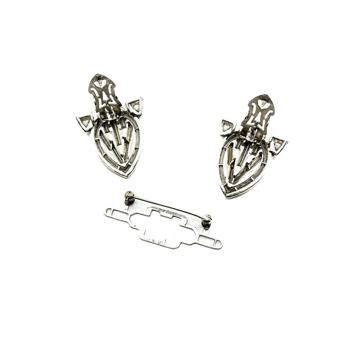 Vintage Coro Duette sapphire double dress clip 1940s For Sale 4